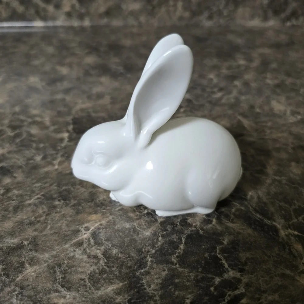 Vintage White Porcelain Bunny Rabbit Figurine Made in Japan Easter Decor